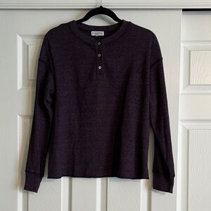 Michael Stars Purple Waffle Knit Henley Top